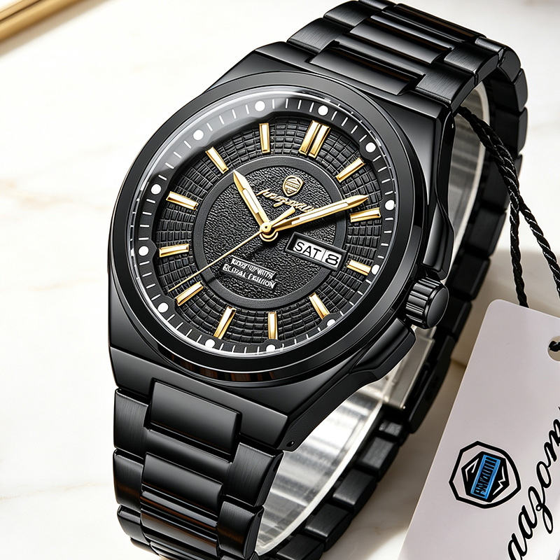Luxury Watch Organizer For Men - PAAZOMU ファッション高級メンズ腕時計ステンレス鋼防水夜光時計男性用日付週クォーツ最高のギフト選択 + ボックスリロイ