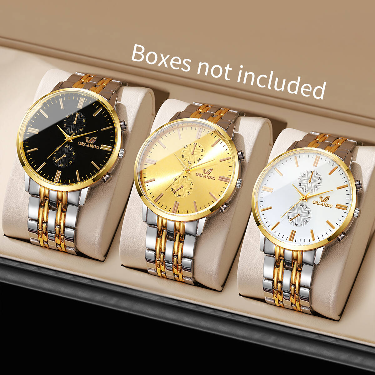 Luxury Watch Organizer For Men - 3 ピース/セットファッションメンズビジネス腕時計高級大型ダイヤルアナログメンズクォーツ時計男性用時計リロイ Hombre (箱なし)