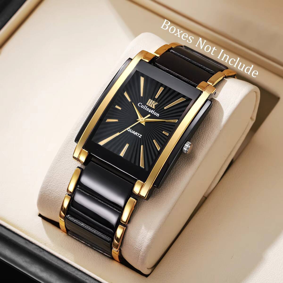 Luxury Watch Organizer For Men - 高級長方形メンズビジネスウォッチステンレススチールストラップクォーツ腕時計リロイ Hombre (箱なし)
