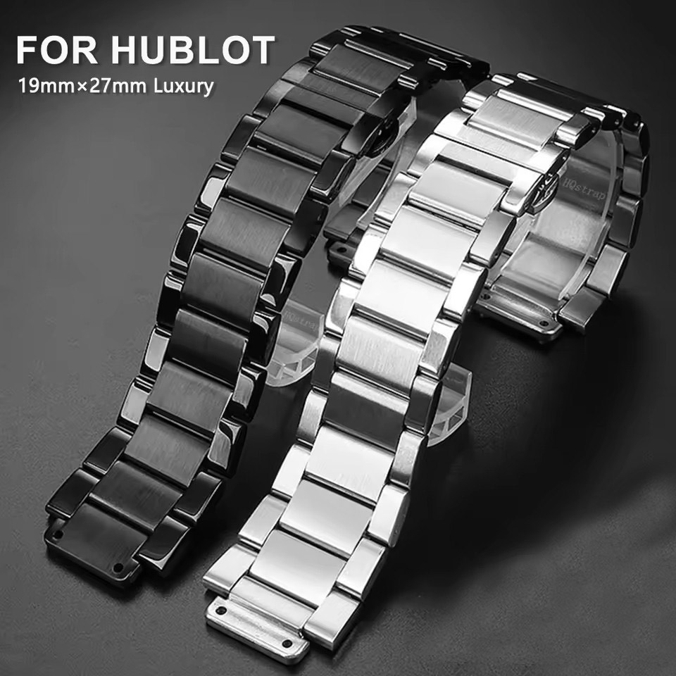 Luxury Watch Hublot - 19 ミリメートル-27 ミリメートル固体ステンレス鋼時計バンドウブロ時計ストラップ折りたたみ蝶バックル金属高級時計バンド男性ブレスレット