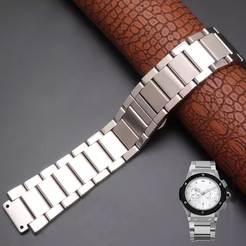 Luxury Watch Hublot - 固体ステンレス鋼時計バンドウブロ時計ストラップ折りたたみバタフライバックル金属 19 ミリメートル × 27 ミリメートル高級時計バンド男性ブレスレット