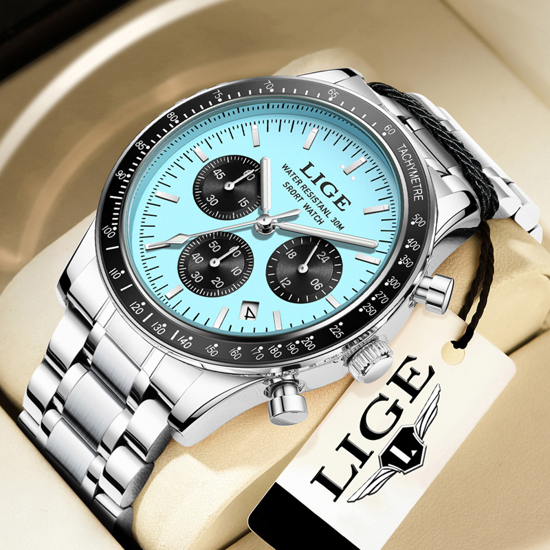 Luxury Watch Organizer For Men - LIGE トップブランドの高級新しいメンズ腕時計クォーツマン腕時計防水夜光時計男性用日付クロノグラフスポーツ腕時計 + ボックス