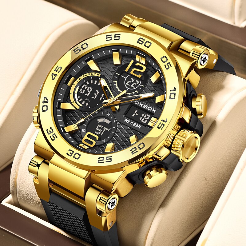 Luxury Watch Organizer For Men - Foxboxビジネス時計男性ファッションダイバーウォッチ男性トップブランド高級スポーツ防水ミリタリークロノグラフrelógiomasculino + ボックス