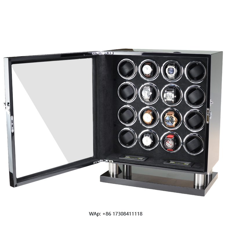 Luxury Watch Storage - 高級自動巻き時計ワインダー金庫 木製時計ボックス 静音モーター 調整可能なモード 時計収納巻き上げケース