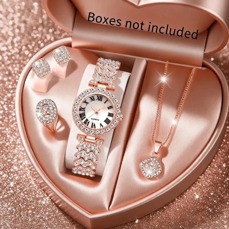 5 個の高級ラインストーンレディースウォッチジュエリーセット - Luxury Watch Storage のレビューと価格