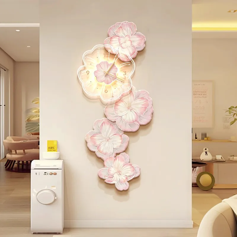 ピンクの花が付いた豪華な壁掛け時計,装飾的な室内装飾,リビン - Luxury Watch House のレビューと価格