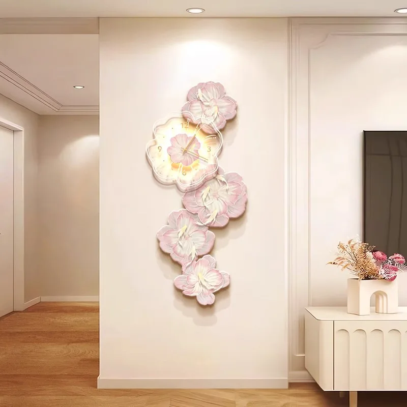 ピンクの花が付いた豪華な壁掛け時計,装飾的な室内装飾,リビン - Luxury Watch House のレビューと価格
