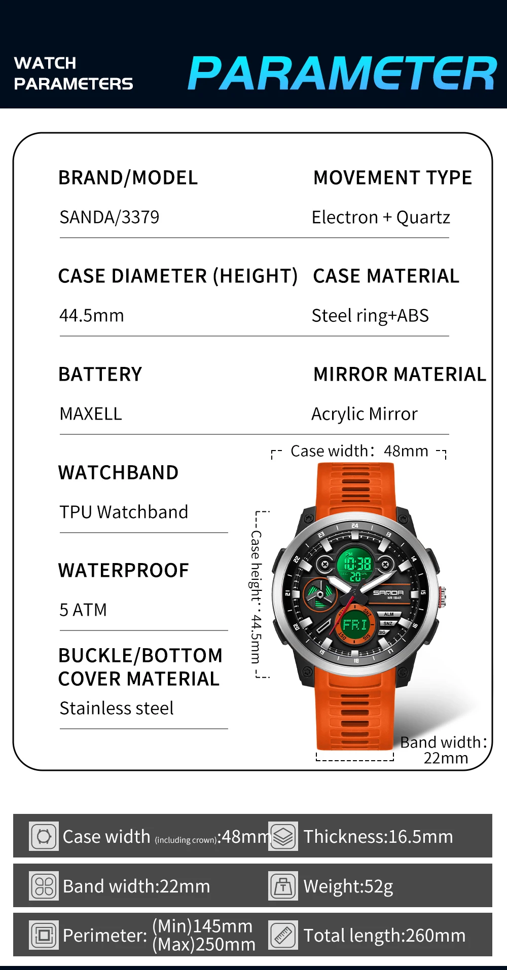 SANDA ブランド 3379 新しいメンズ電子時計デュアル - Minute Repeater Watch のレビューと価格