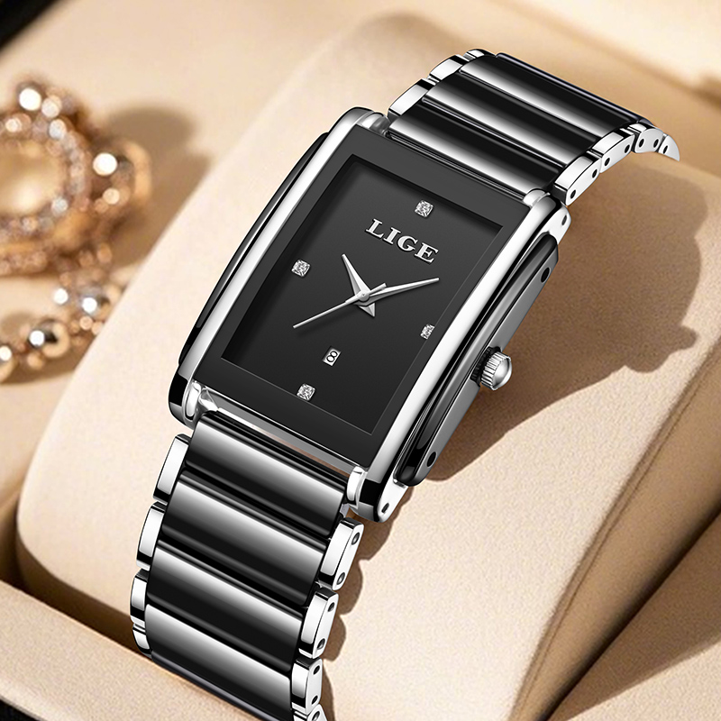LIGE 新しい高級女性腕時計エレガントなセラミッククォーツ - Luxury Watch Storage のレビューと価格
