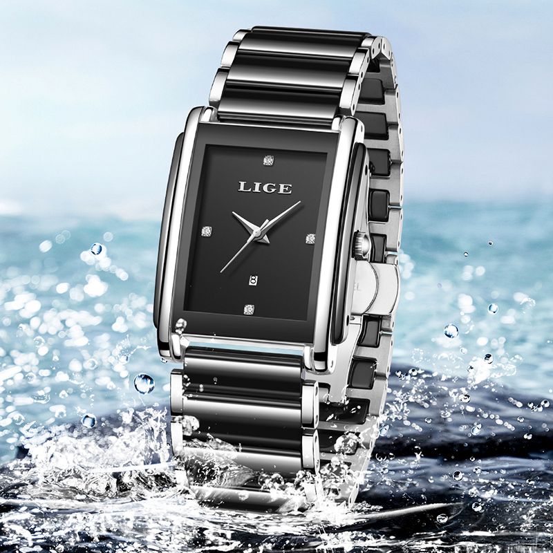 LIGE 新しい高級女性腕時計エレガントなセラミッククォーツ - Luxury Watch Storage のレビューと価格