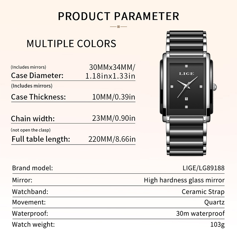 LIGE 新しい高級女性腕時計エレガントなセラミッククォーツ - Luxury Watch Storage のレビューと価格