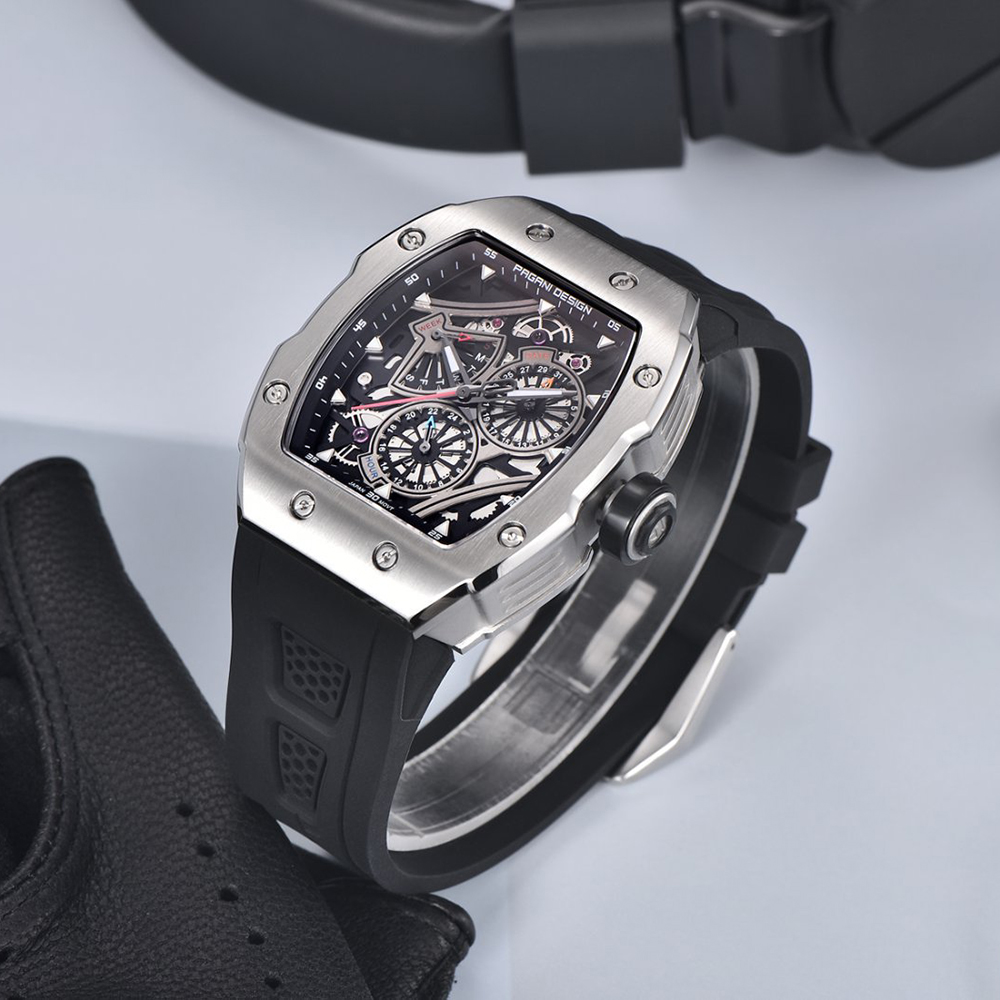 パガーニデザインブラックシリコン防水メンズ中空大型ダイヤルフ - Luxury Watch Hublot のレビューと価格