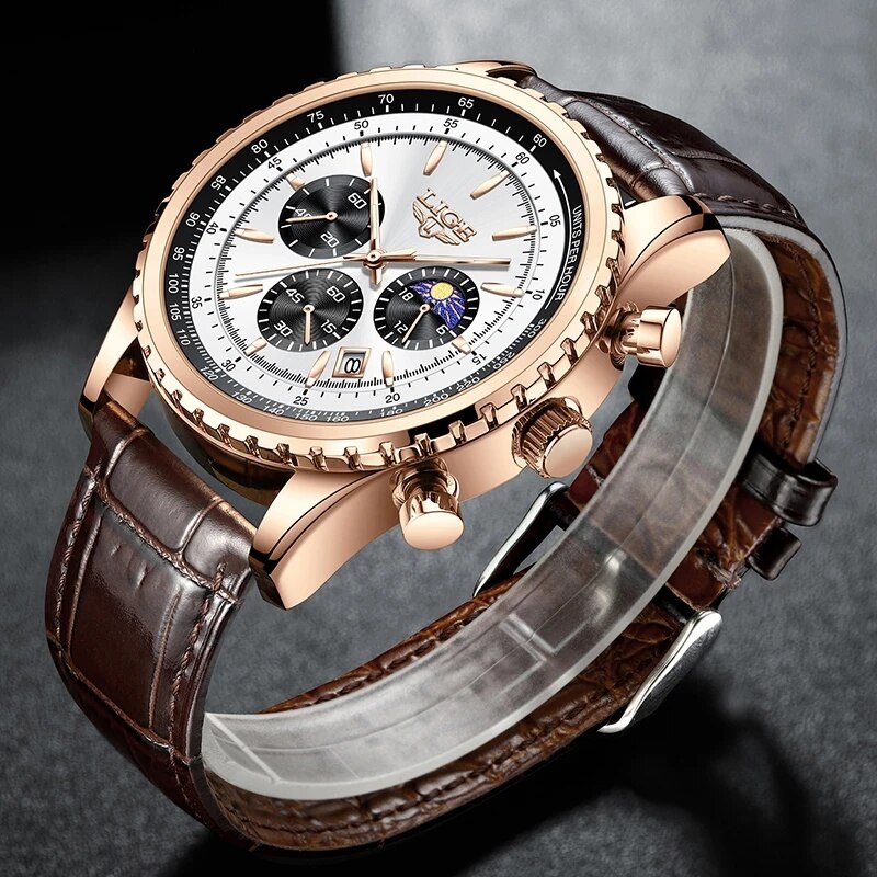 Lige新メンズ時計トップブランド高級男性用腕時計革クォーツ - Luxury Watch Organizer For Men のレビューと価格