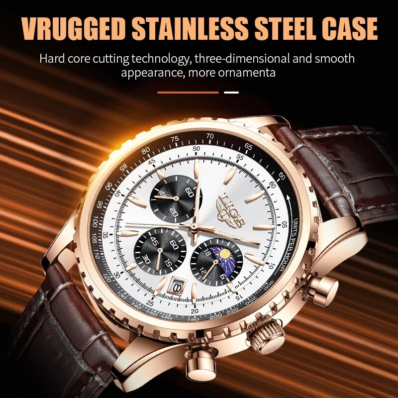 Lige新メンズ時計トップブランド高級男性用腕時計革クォーツ - Luxury Watch Organizer For Men のレビューと価格