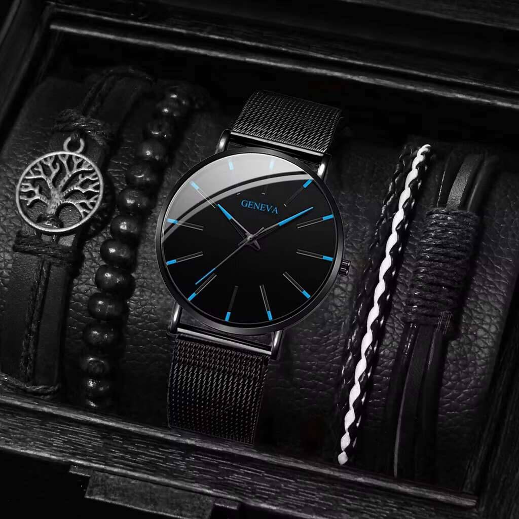男性用ステンレススチールクォーツ時計とブレスレットセット,ブ - Luxury Watch Organizer For Men のレビューと価格