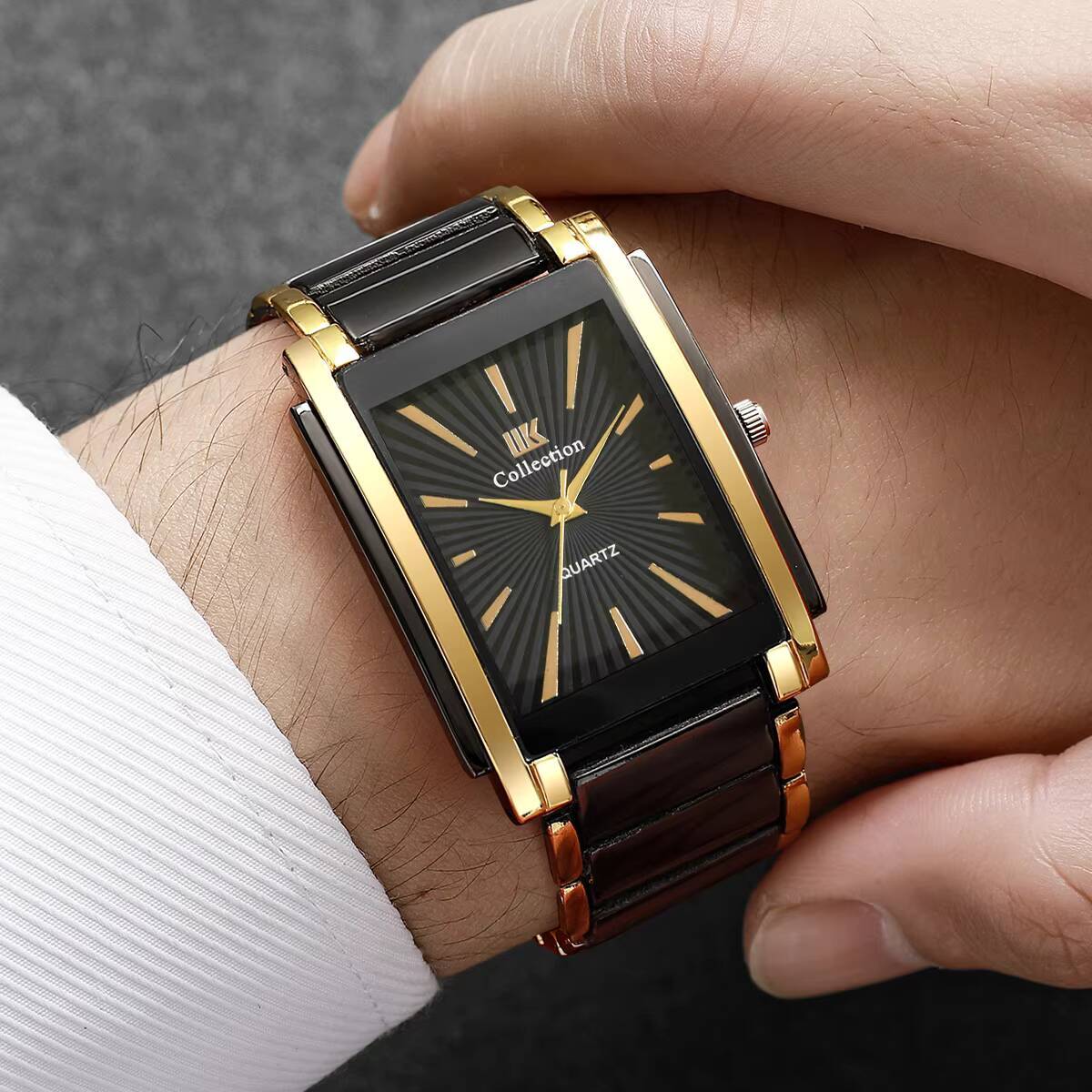 高級長方形メンズビジネスウォッチステンレススチールストラップ - Luxury Watch Organizer For Men のレビューと価格