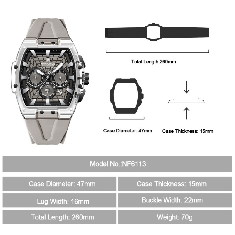 NF6113 NAVIFORCE メンズ多機能クロノグラフ腕 - Minute Repeater Watch のレビューと価格