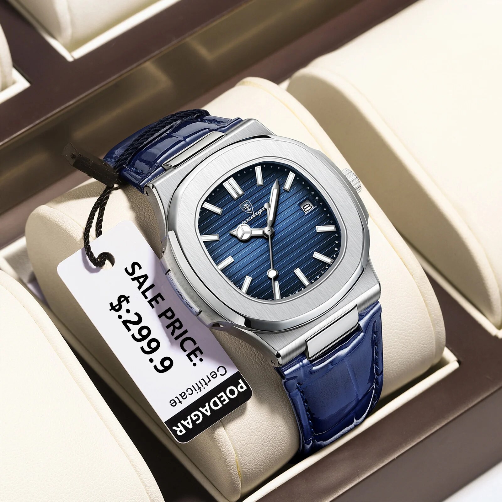 Poedagar トップ高級スクエアマン腕時計日付防水発光メ - Luxury Watch Organizer For Men のレビューと価格