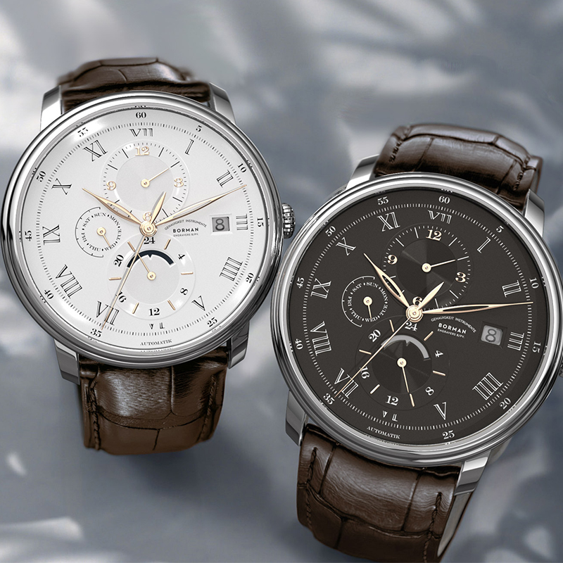 BORMANカジュアルビジネスマン機械式腕時計多機能高級レザ - Minute Repeater Watch のレビューと価格