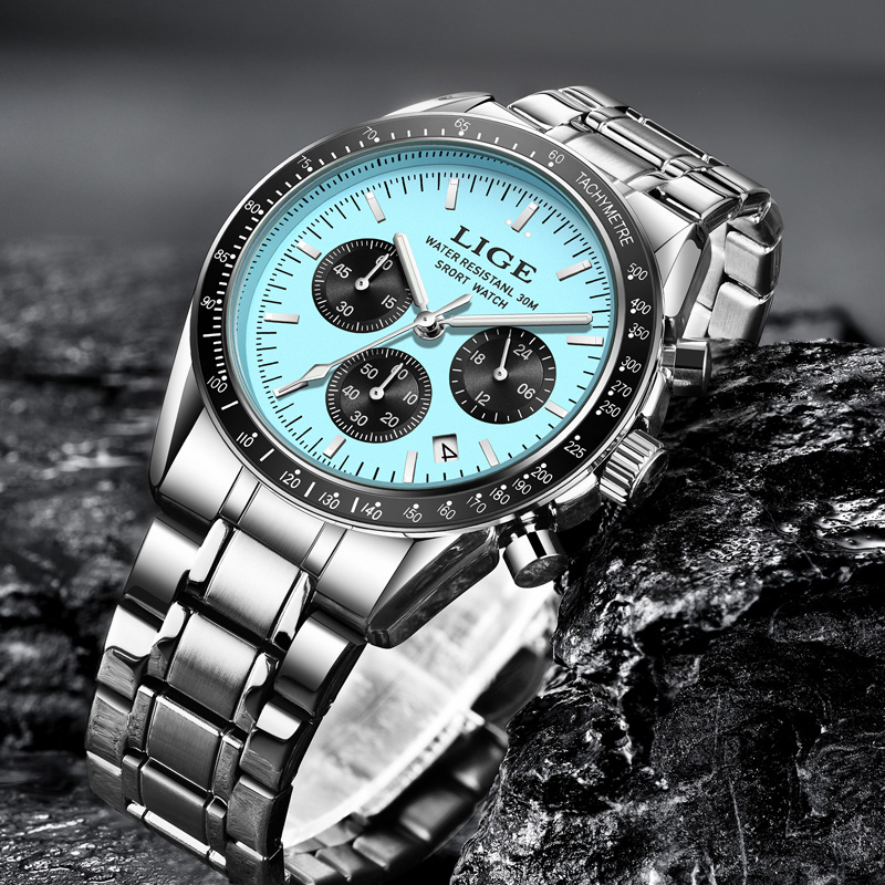LIGE トップブランドの高級新しいメンズ腕時計クォーツマン - Luxury Watch Organizer For Men のレビューと価格