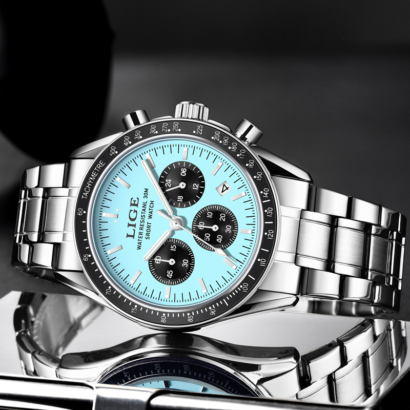 LIGE トップブランドの高級新しいメンズ腕時計クォーツマン - Luxury Watch Organizer For Men のレビューと価格