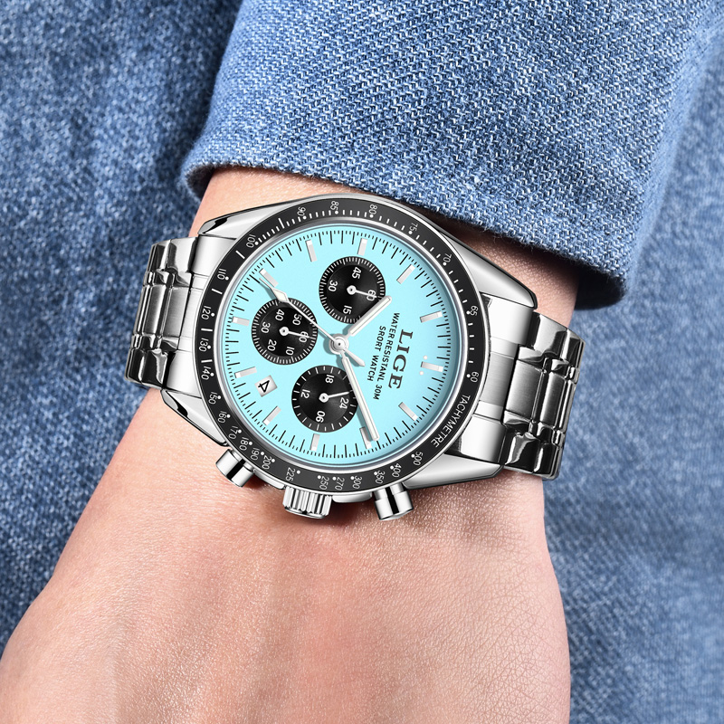 LIGE トップブランドの高級新しいメンズ腕時計クォーツマン - Luxury Watch Organizer For Men のレビューと価格