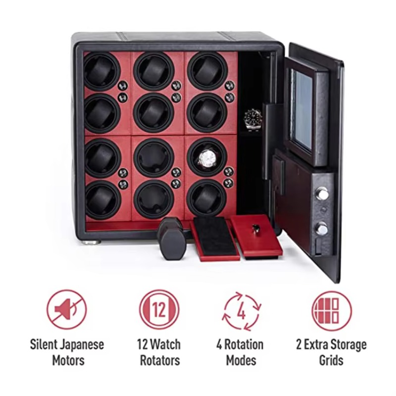高級12自動巻き上げ機付きジュエリー収納デジタル指紋認証ウォ - Luxury Watch Storage のレビューと価格
