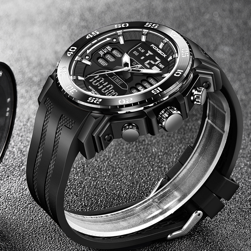 FOXBOX デュアルディスプレイデジタルメンズ腕時計軍事防 - Minute Repeater Watch のレビューと価格