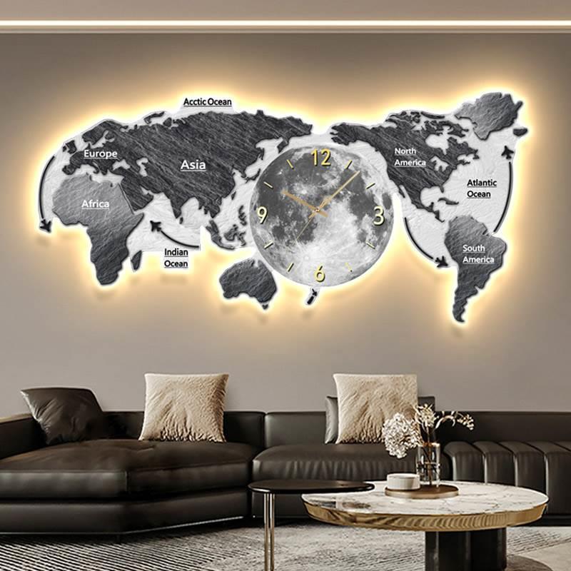 世界地図発光壁掛け時計 リビングルーム デジタル時計 北欧風 - Luxury Watch House のレビューと価格