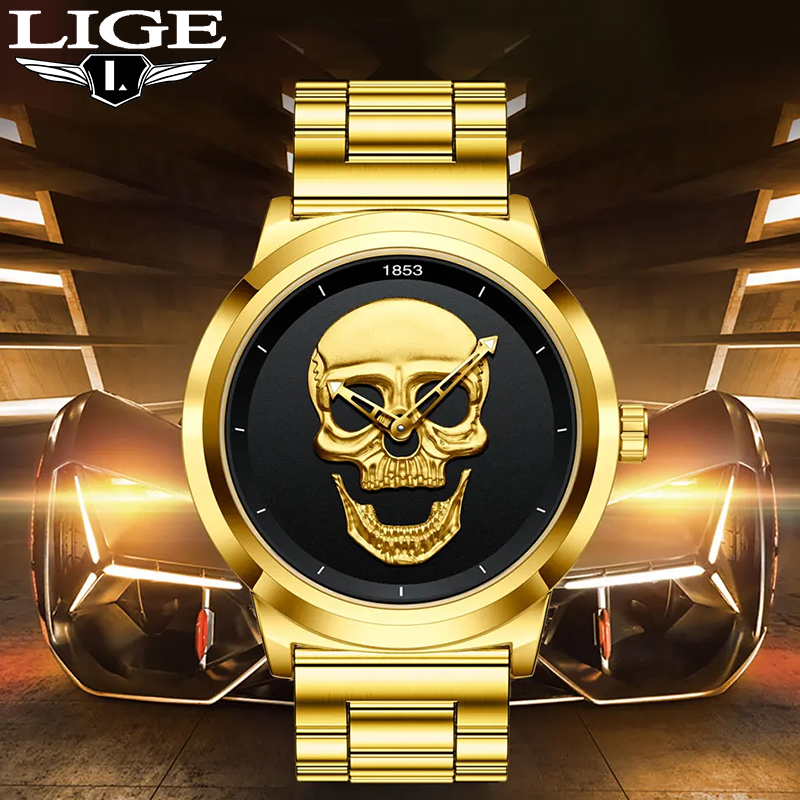 Lige-男性用クォーツ腕時計,スケルトン,クリエイティブ, - Luxury Watch Organizer For Men のレビューと価格