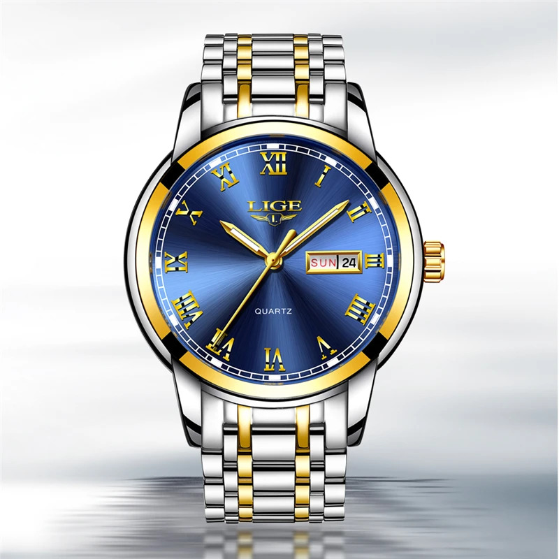 Lige-メンズ防水クォーツ時計、スチールバンド、トップ高級 - Luxury Watch Organizer For Men のレビューと価格